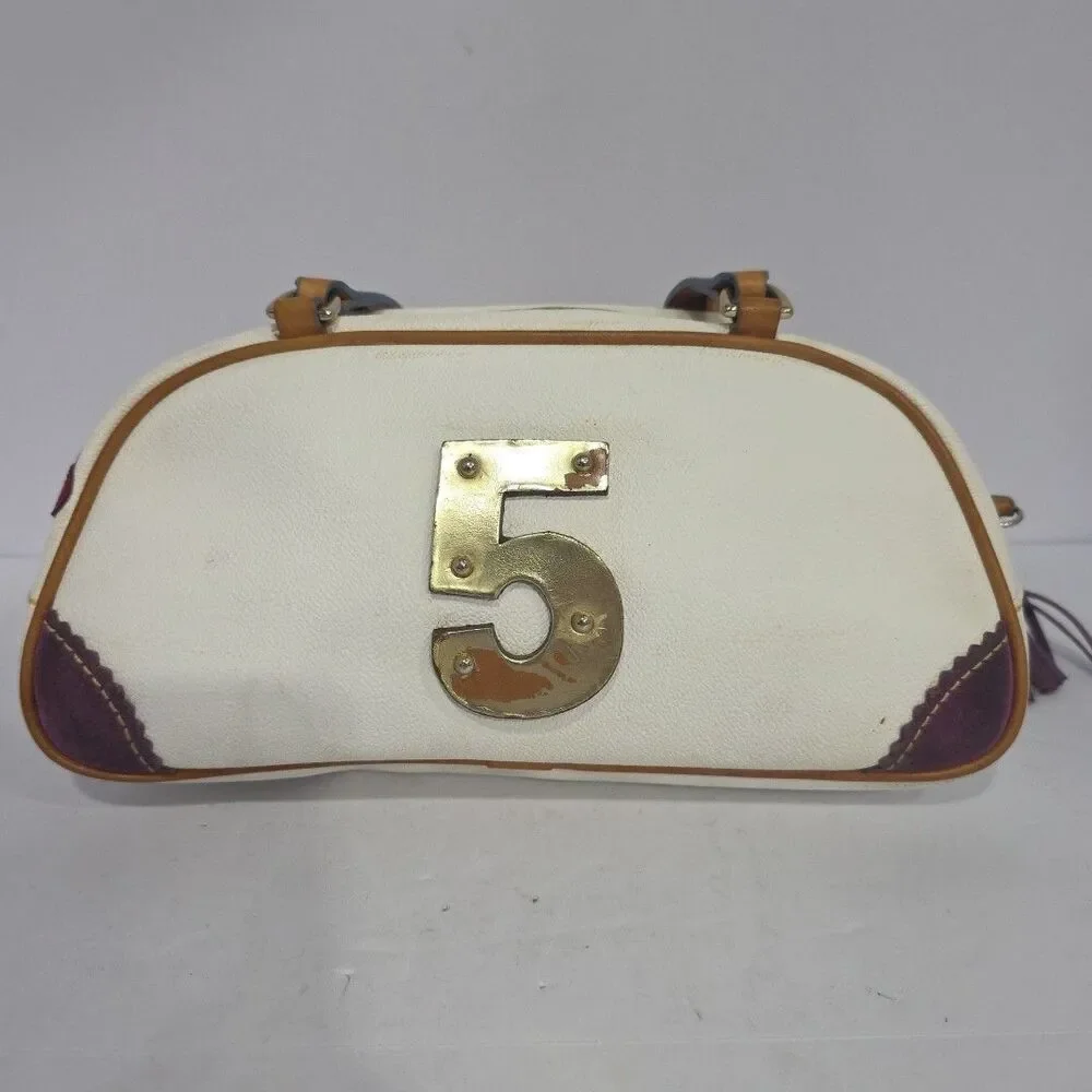 Vintage Dooney & Bourke x Lindsay Lohan White Y2K Shoulder Charm Bag Rare! - Picture 5 of 16
